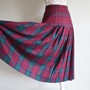 Plaid Midi Skirt in Red and Green